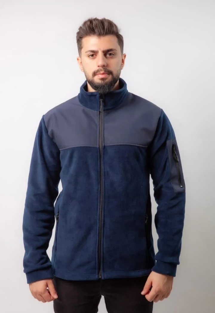 2 Cep Fermuarlı Softshell Robalı Polar - Lacivert / Mavi Model 02