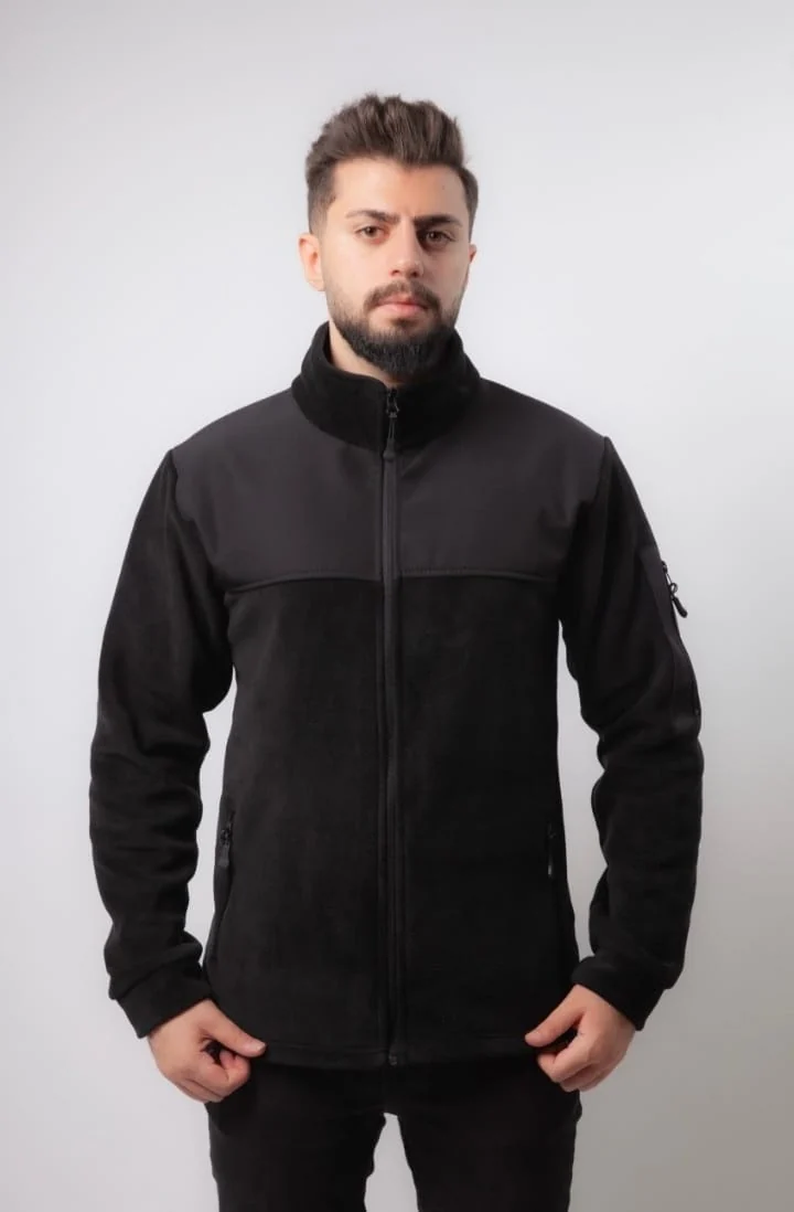2 Cep Fermuarlı Softshell Robalı Polar - Gri Model 03