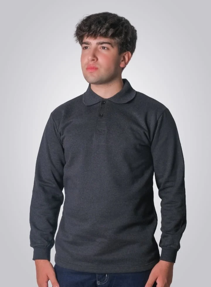 2 İplik Polo Yaka Sweat T-Shirt - Gri Model 03