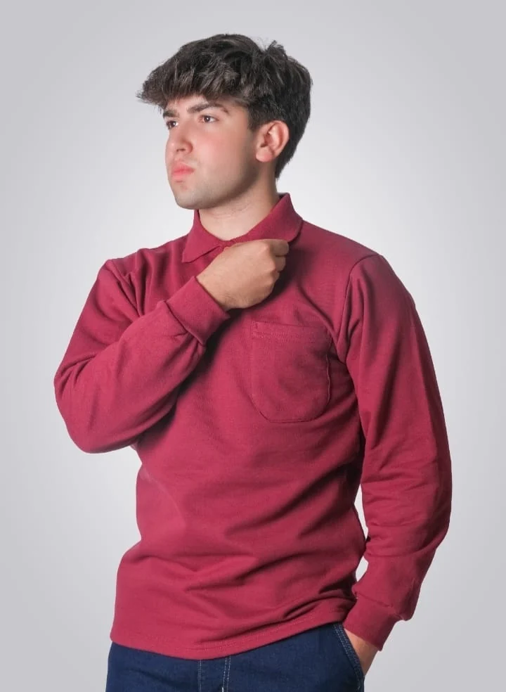 2 İplik Polo Yaka Sweat T-Shirt - Kırmızı Model 04