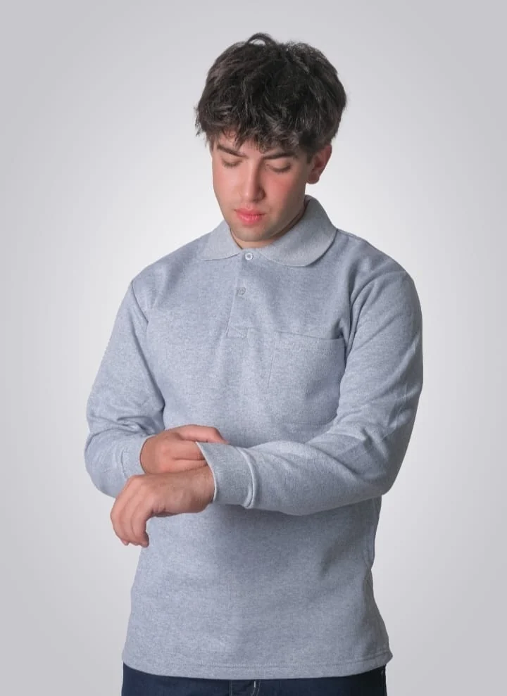 2 İplik Polo Yaka Sweat T-Shirt - Gri Model 05