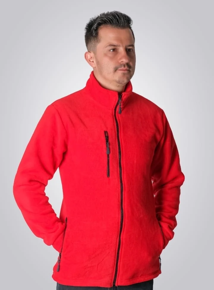 3 Cepli Fermuarlı Polar - Kırmızı Model 06