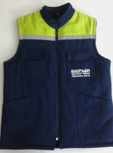 Gabardin Polarlı Elyaflı İş Yeleği - Lacivert / Mavi Model 05