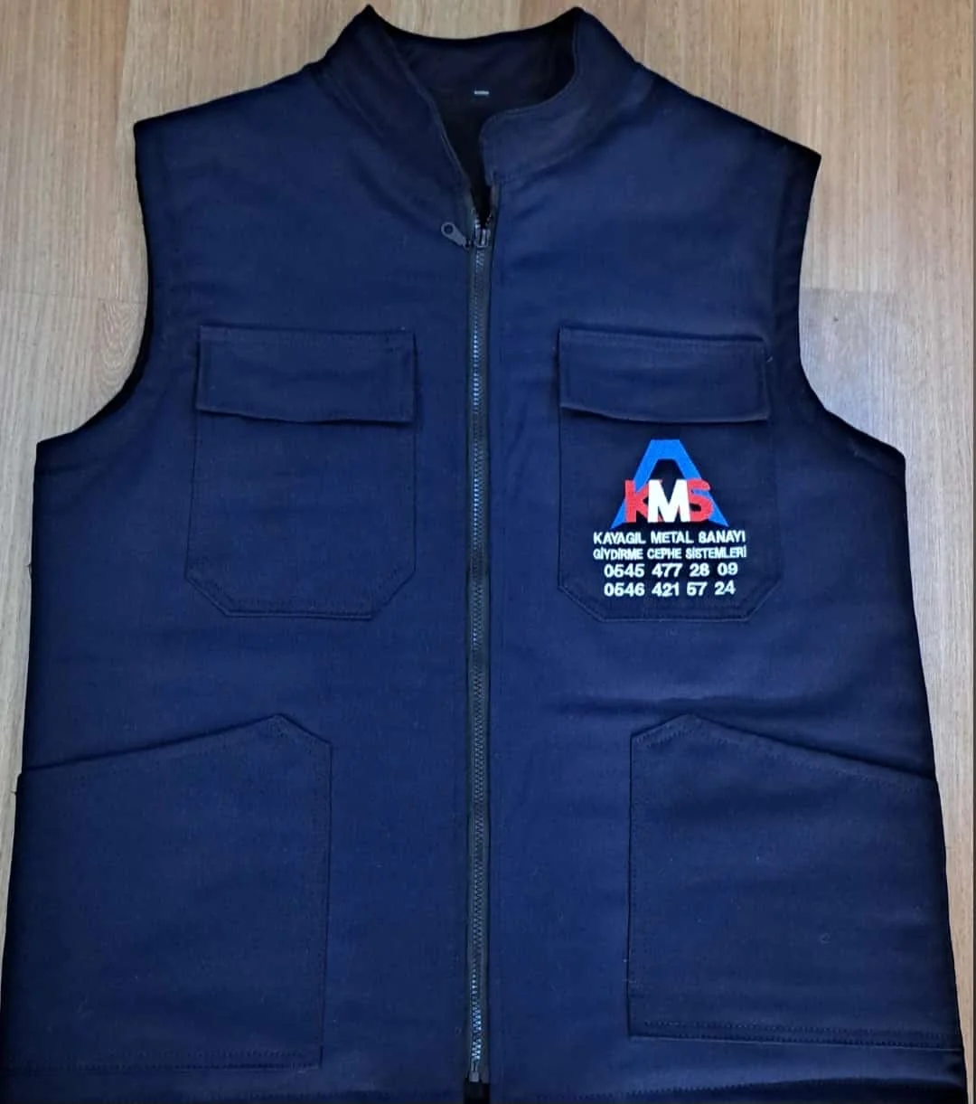 Gabardin Polarlı Elyaflı İş Yeleği - Lacivert / Mavi Model 07