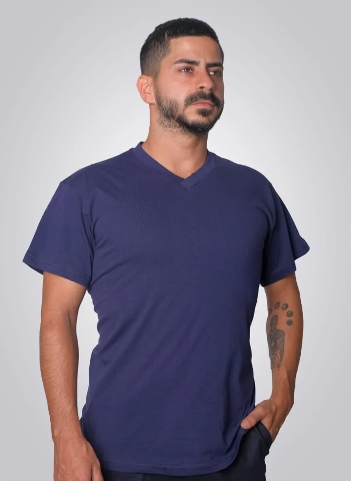V Yaka T-Shirt - Gri Model 02