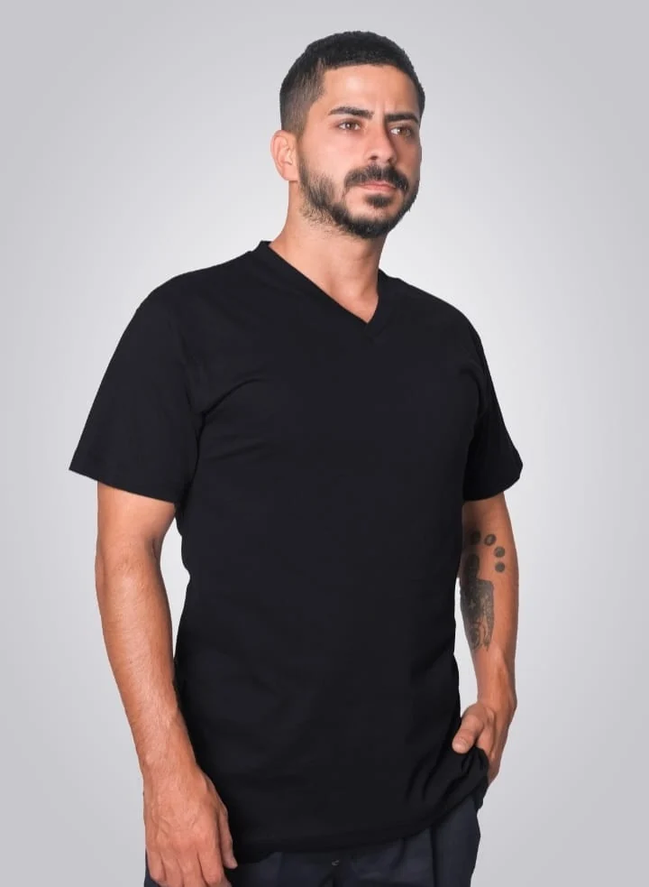 V Yaka T-Shirt - Gri Model 03